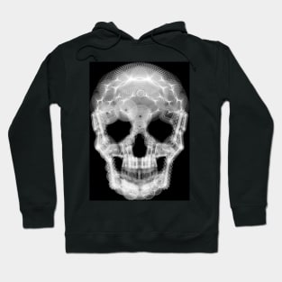 Spirograph Skull: a digital geometric black and white collage Hoodie